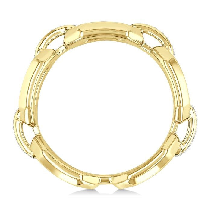 1/20 Ctw Bold Octagonal Link Round Cut Diamond Fashion Ring in Yellow Gold Vermeil