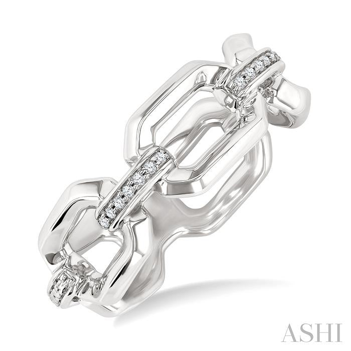 Silver Bold Open Link Diamond Ring
