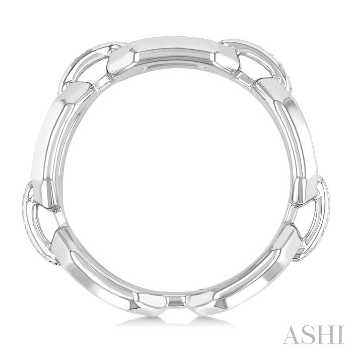 Silver Bold Open Link Diamond Ring