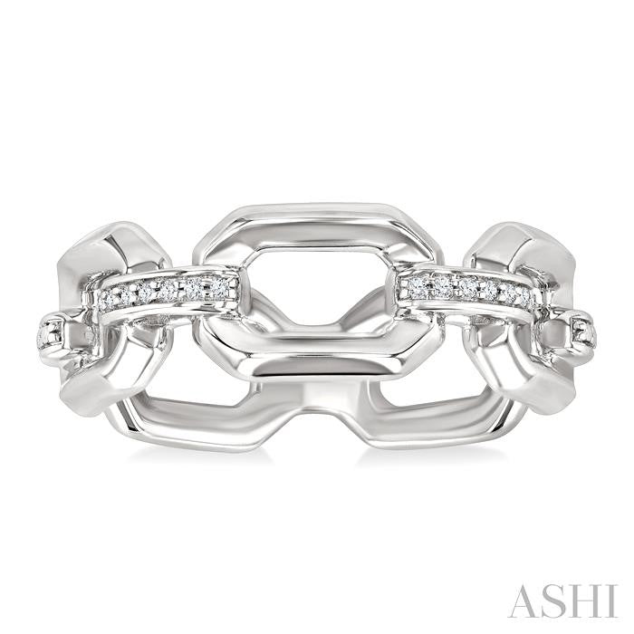 1/20 Ctw Bold Open Window Octagonal Shape D-Link Round Cut Diamond Ring in Sterling Silver