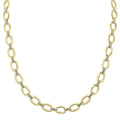 1/4 Ctw Bold Oval Link Round Cut Diamond Necklace in Yellow Gold Vermeil