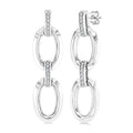 1/10 Ctw Oval Shape D-Link Round Cut Diamond Fashion Earrings in Sterling Silver