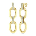 1/10 Ctw Bold Oval Link Round Cut Diamond Fashion Earrings in Yellow Gold Vermeil