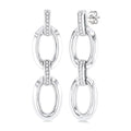 Silver Bold Open Link Diamond Earrings