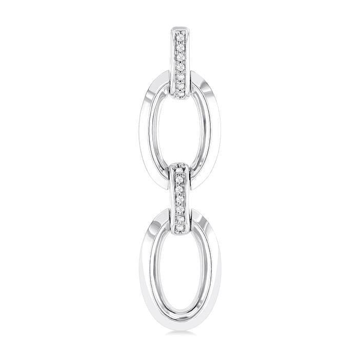 Silver Bold Open Link Diamond Earrings
