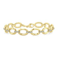 1/10 Ctw Bold Oval Link Round Cut Diamond Fashion Bracelet in Yellow Gold Vermeil