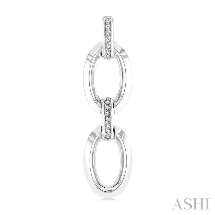 1/10 Ctw Oval Shape D-Link Round Cut Diamond Fashion Earrings in Sterling Silver