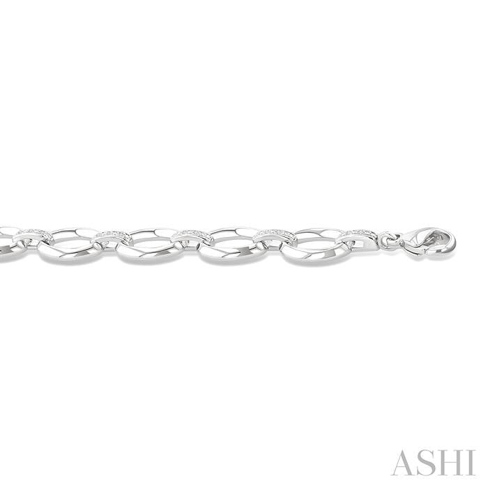 1/10 Ctw Oval Shape D-Link Round Cut Diamond Bracelet in Sterling Silver