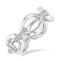 1/20 Ctw Oval Shape D-Link Round Cut Diamond Ring in Sterling Silver