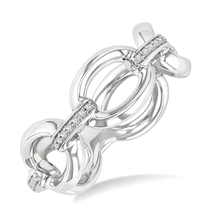 1/20 Ctw Oval Shape D-Link Round Cut Diamond Ring in Sterling Silver