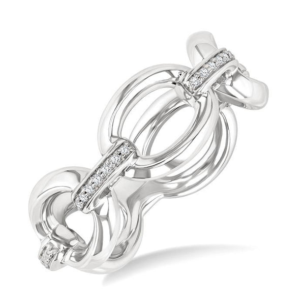1/20 Ctw Oval Shape D-Link Round Cut Diamond Ring in Sterling Silver