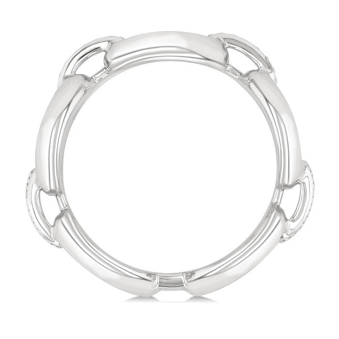 1/20 Ctw Oval Shape D-Link Round Cut Diamond Ring in Sterling Silver