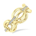1/20 Ctw Bold Oval Link Round Cut Diamond Fashion Ring in Yellow Gold Vermeil