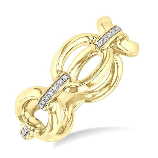 1/20 Ctw Bold Oval Link Round Cut Diamond Fashion Ring in Yellow Gold Vermeil
