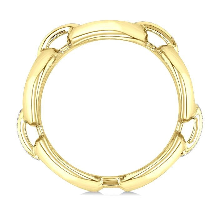 1/20 Ctw Bold Oval Link Round Cut Diamond Fashion Ring in Yellow Gold Vermeil