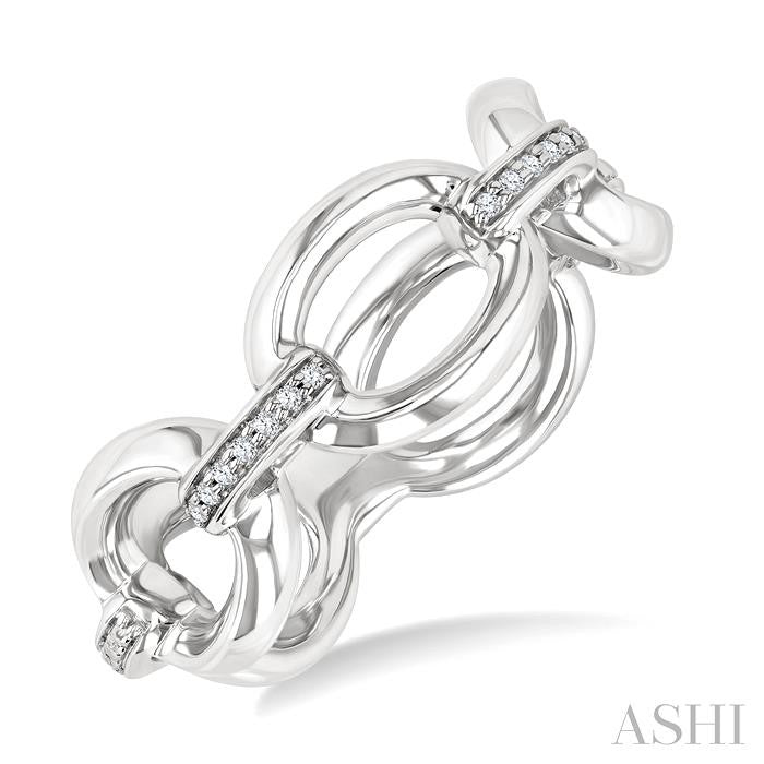 Silver Bold Open Link Diamond Ring