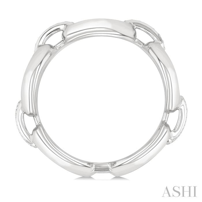 Silver Bold Open Link Diamond Ring