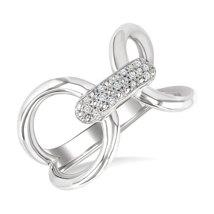 1/10 Ctw Accent Round Cut Diamond Bold Fashion Ring in Sterling Silver