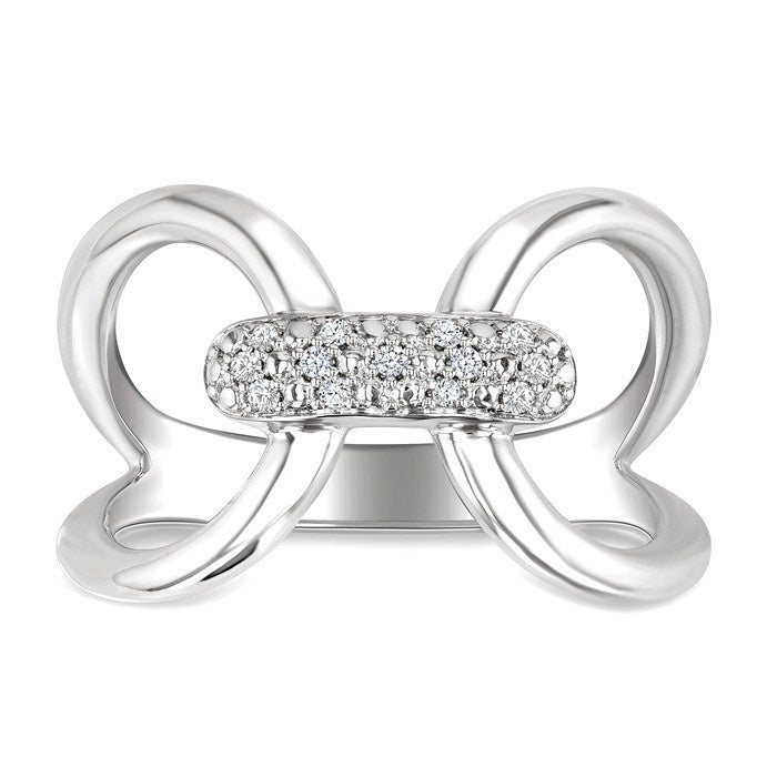 1/10 Ctw Accent Round Cut Diamond Bold Fashion Ring in Sterling Silver