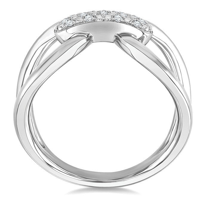 1/10 Ctw Accent Round Cut Diamond Bold Fashion Ring in Sterling Silver