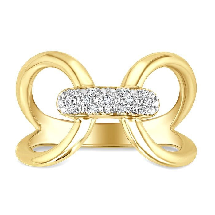 1/10 Ctw Accent Round Cut Diamond Bold Fashion Ring in Yellow Gold Vermeil