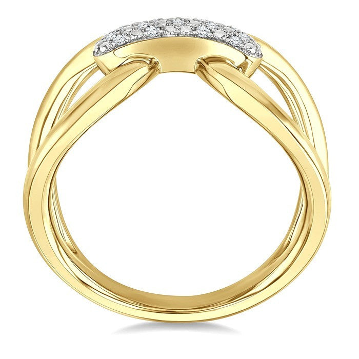 1/10 Ctw Accent Round Cut Diamond Bold Fashion Ring in Yellow Gold Vermeil