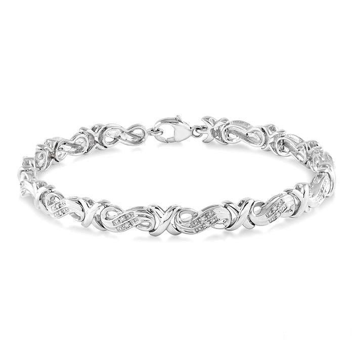 Silver 'X' Shape Diamond Bracelet