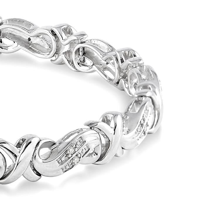 1/6 Ctw Round Cut Diamond 'X' Link Bracelet in Sterling Silver