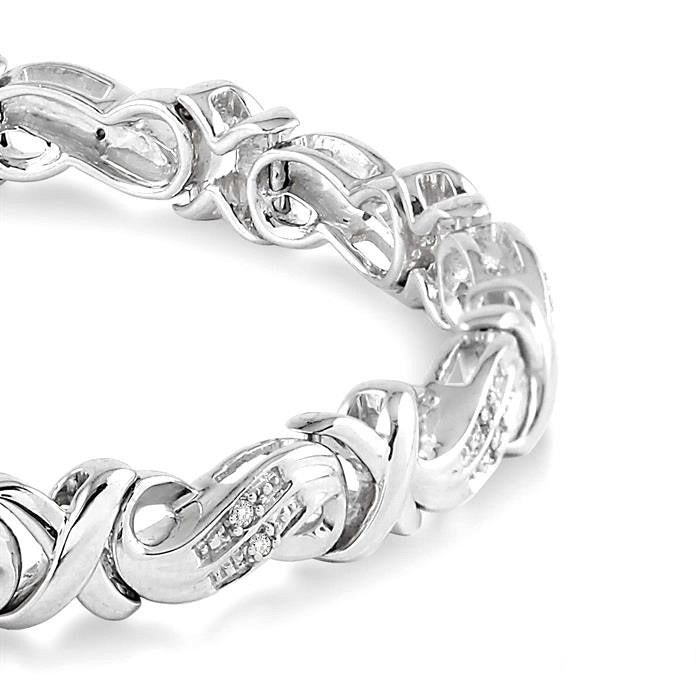 Silver 'X' Shape Diamond Bracelet