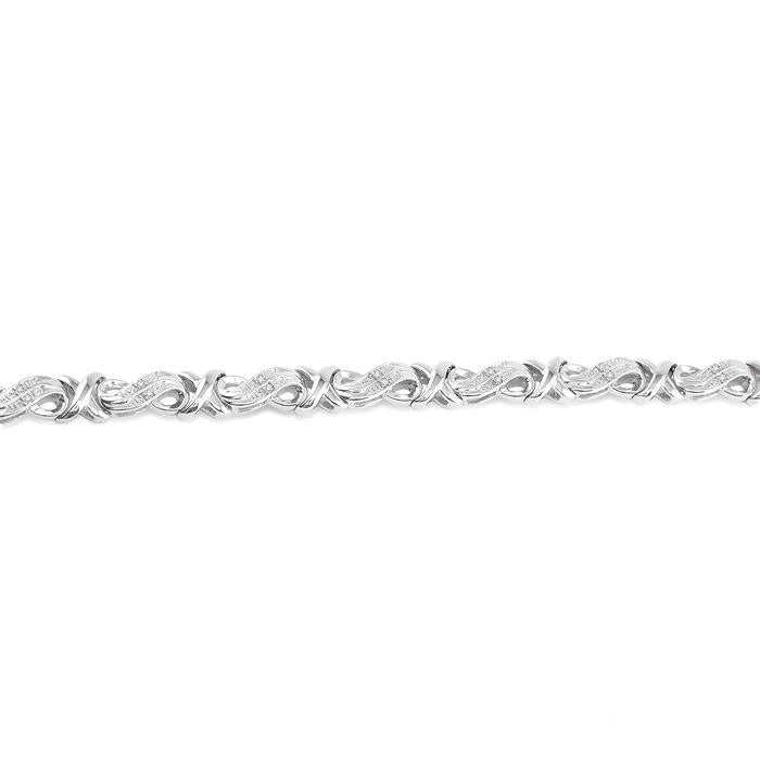 Silver 'X' Shape Diamond Bracelet