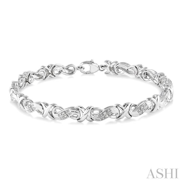 1/6 Ctw Round Cut Diamond 'X' Link Bracelet in Sterling Silver