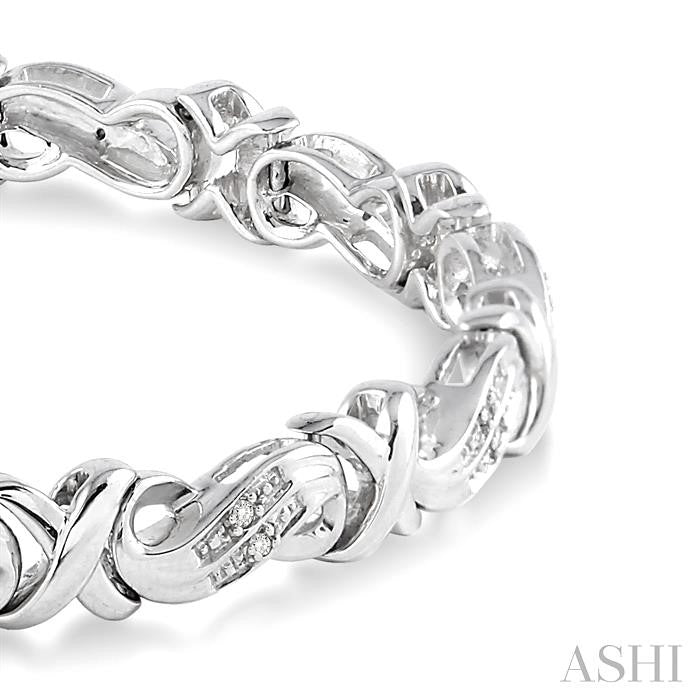 1/6 Ctw Round Cut Diamond 'X' Link Bracelet in Sterling Silver