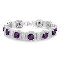 Silver Cushion Shape Gemstone & Diamond Bracelet