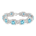 Silver Cushion Shape Gemstone & Diamond Bracelet