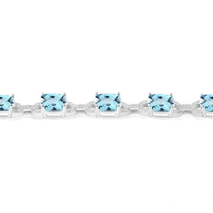 Silver Cushion Shape Gemstone & Diamond Bracelet