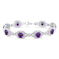 Silver Cushion Shape Gemstone & Diamond Bracelet