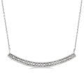 1/20 Ctw Round Cut Diamond Curved Bar Pendant With Chain in Sterling Silver