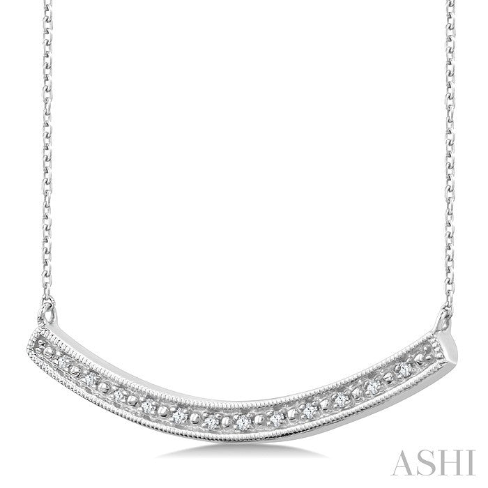 1/20 Ctw Round Cut Diamond Curved Bar Pendant With Chain in Sterling Silver