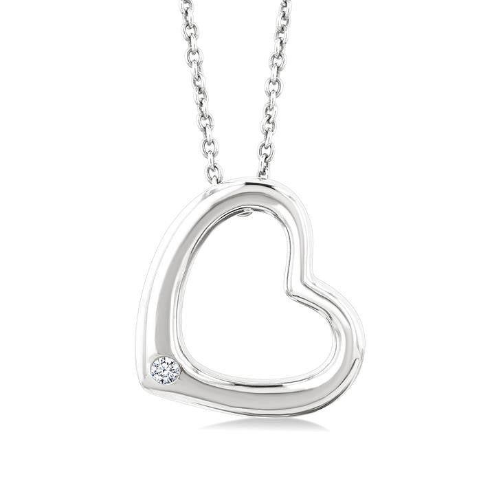 1/50 Ctw Heart Frame Round Cut Diamond Fashion Pendant With Chain in Sterling Silver