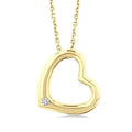 1/50 Ctw Reclined Heart Round Cut Diamond Fashion Pendant With Chain in Yellow Gold Vermeil