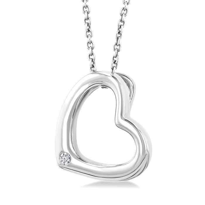 Silver Heart Shape Diamond Fashion Pendant