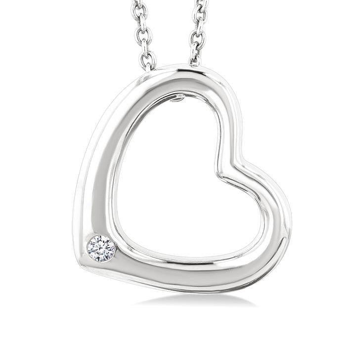 Silver Heart Shape Diamond Fashion Pendant