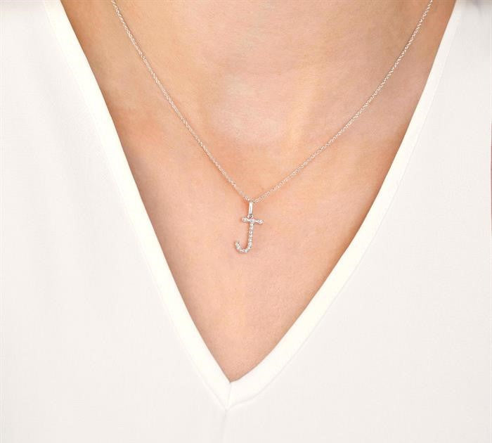 1/10 Ctw Initial 'A' Round Cut Diamond Fashion Pendant With Chain in Sterling Silver