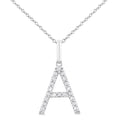 Silver Block 'A' Initial Diamond Pendant