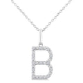 1/10 Ctw Initial 'B' Round Cut Diamond Fashion Pendant With Chain in Sterling Silver