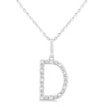 Silver Block 'D' Initial Diamond Pendant