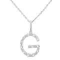 Silver Block 'G' Initial Diamond Pendant