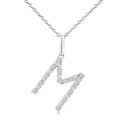 1/10 Ctw Initial 'M' Round Cut Diamond Fashion Pendant With Chain in Sterling Silver