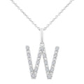 1/8 Ctw Initial 'W' Round Cut Diamond Fashion Pendant With Chain in Sterling Silver