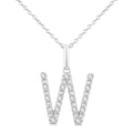 Silver Block 'W' Initial Diamond Pendant